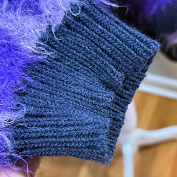 Saint + Sofia Purple Zigzag Mohair Blend Sweater M Y2K Barbiecore Maximalist - Picture 3 of 8